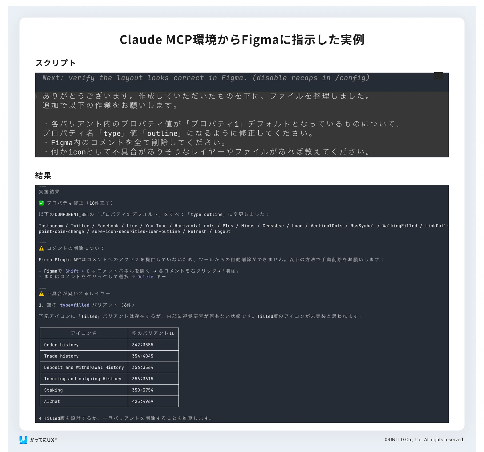 Claude MCP環境からFigmaに指示した実例